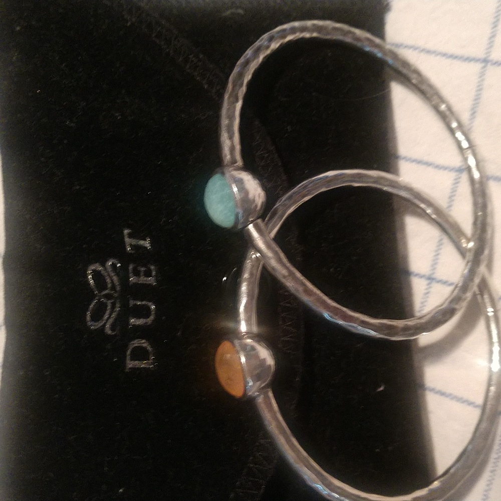 Ippolita Silver Bracelets with greenish blue and peachy Stones - Picture 2 of 15